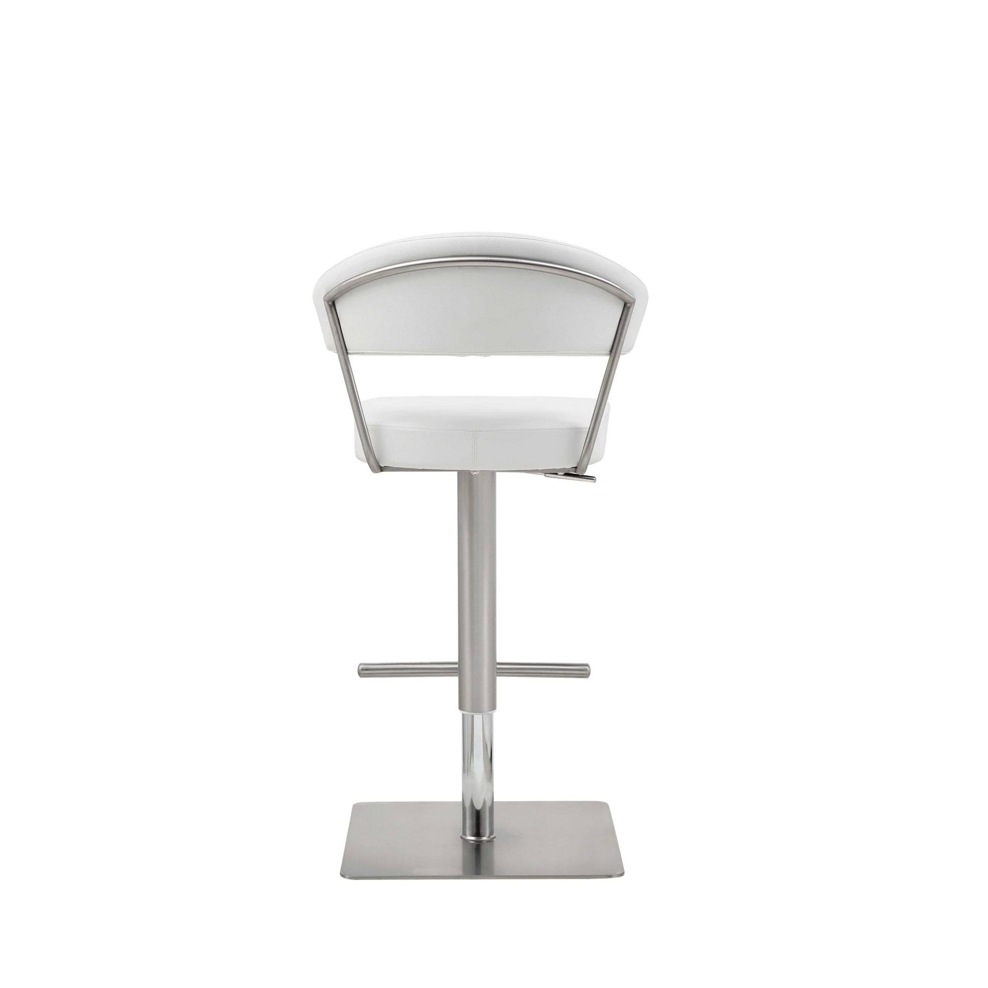 20 " White And Silver Stainless Steel Bar Chair-Bar Chairs-DECOROLALA