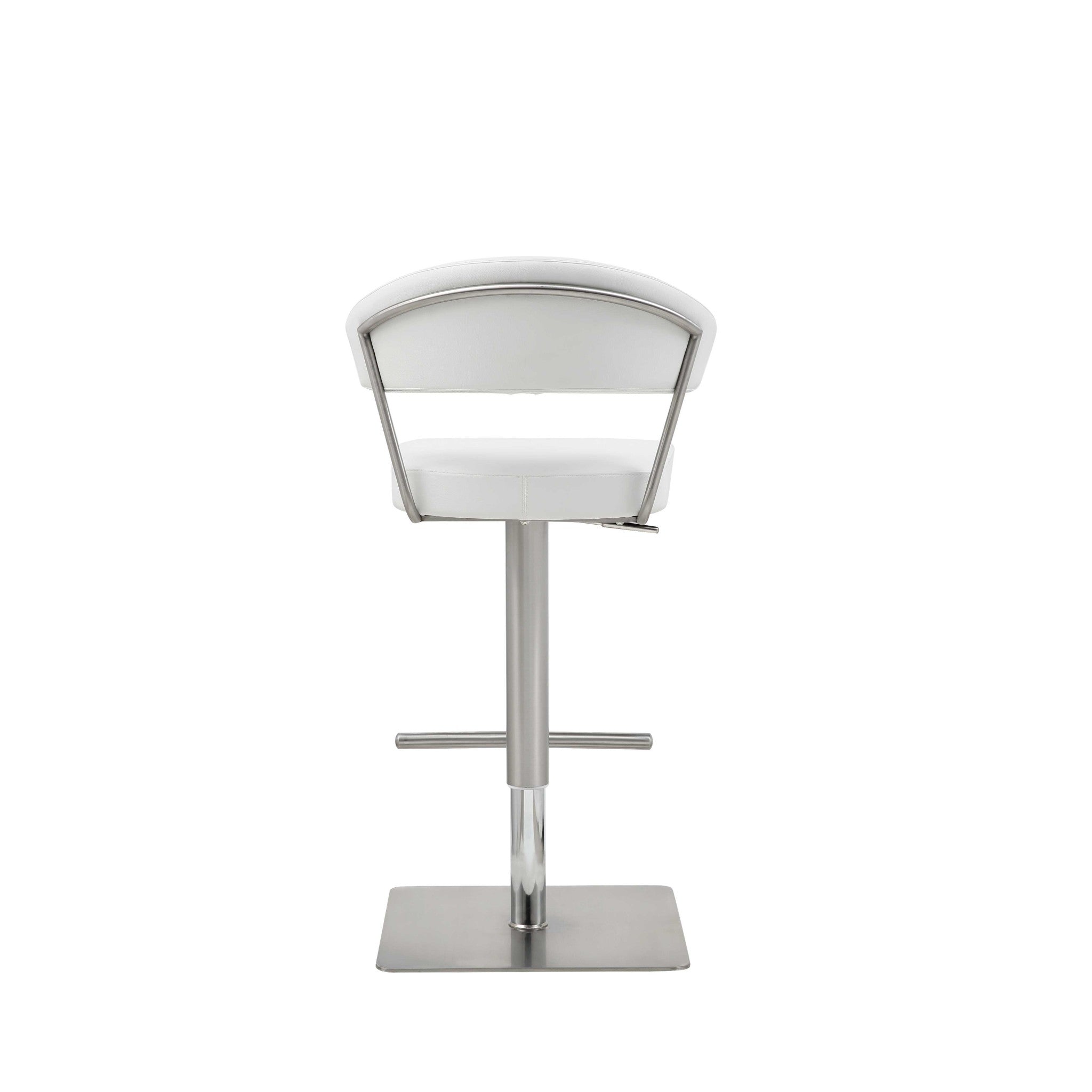 20 " White And Silver Stainless Steel Bar Chair-Bar Chairs-DECOROLALA