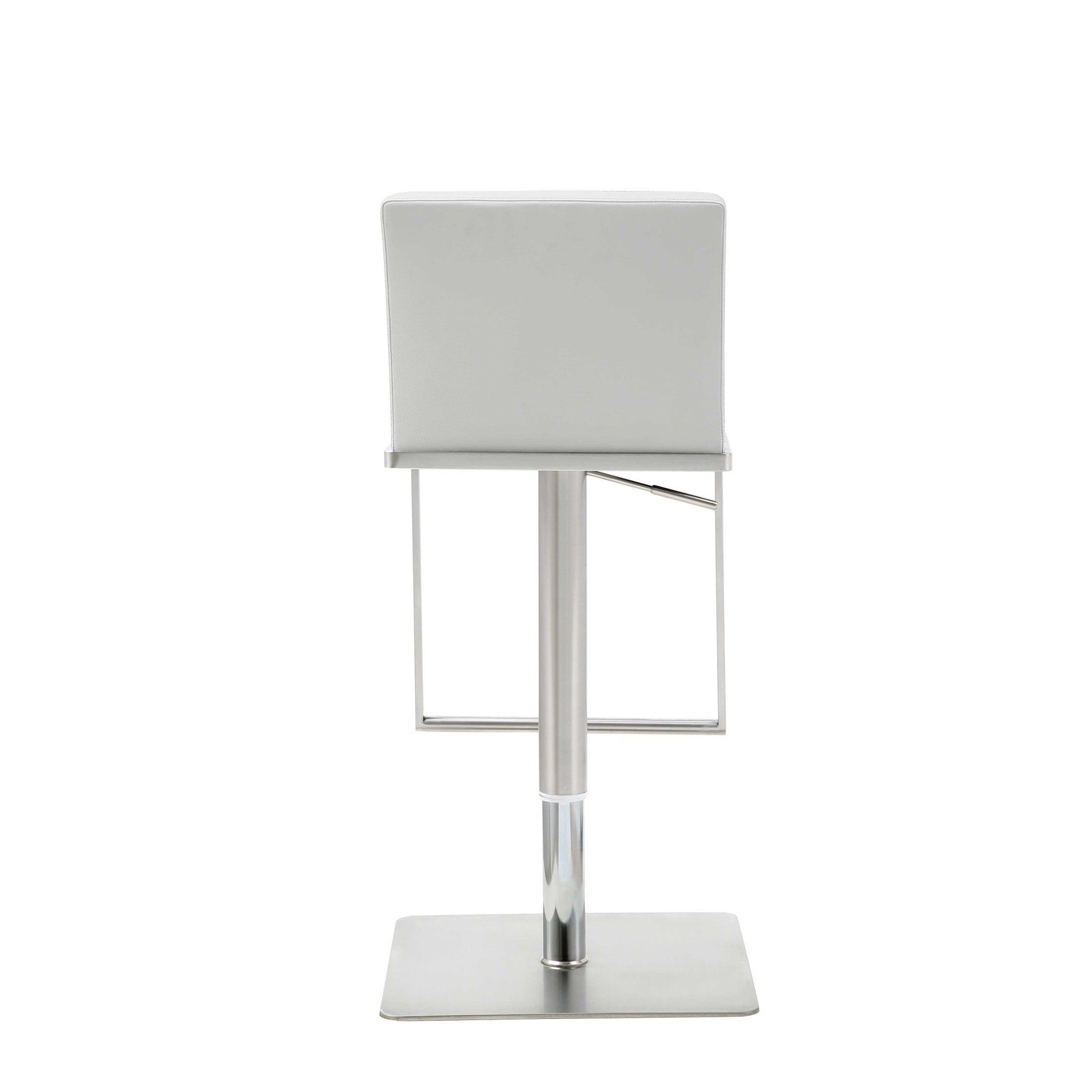 20 " White And Silver Stainless Steel Bar Chair-Bar Chairs-DECOROLALA