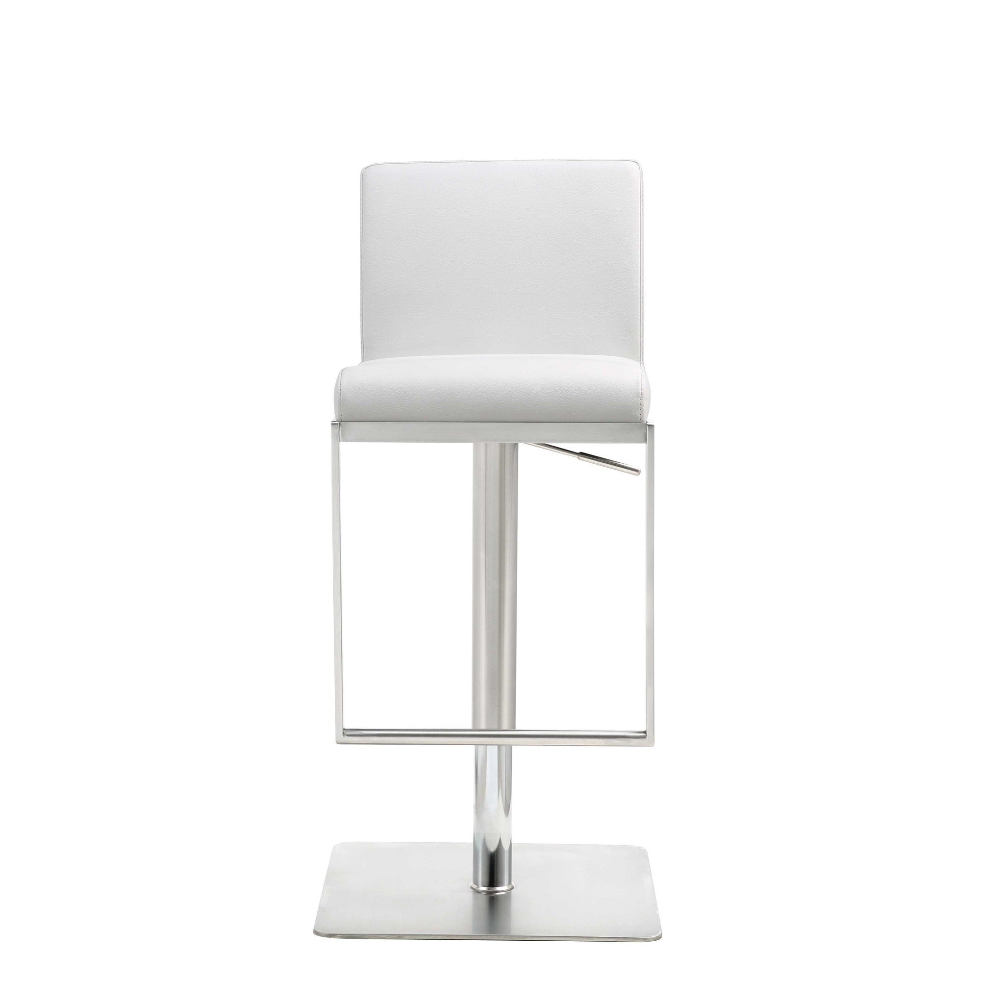 20 " White And Silver Stainless Steel Bar Chair-Bar Chairs-DECOROLALA