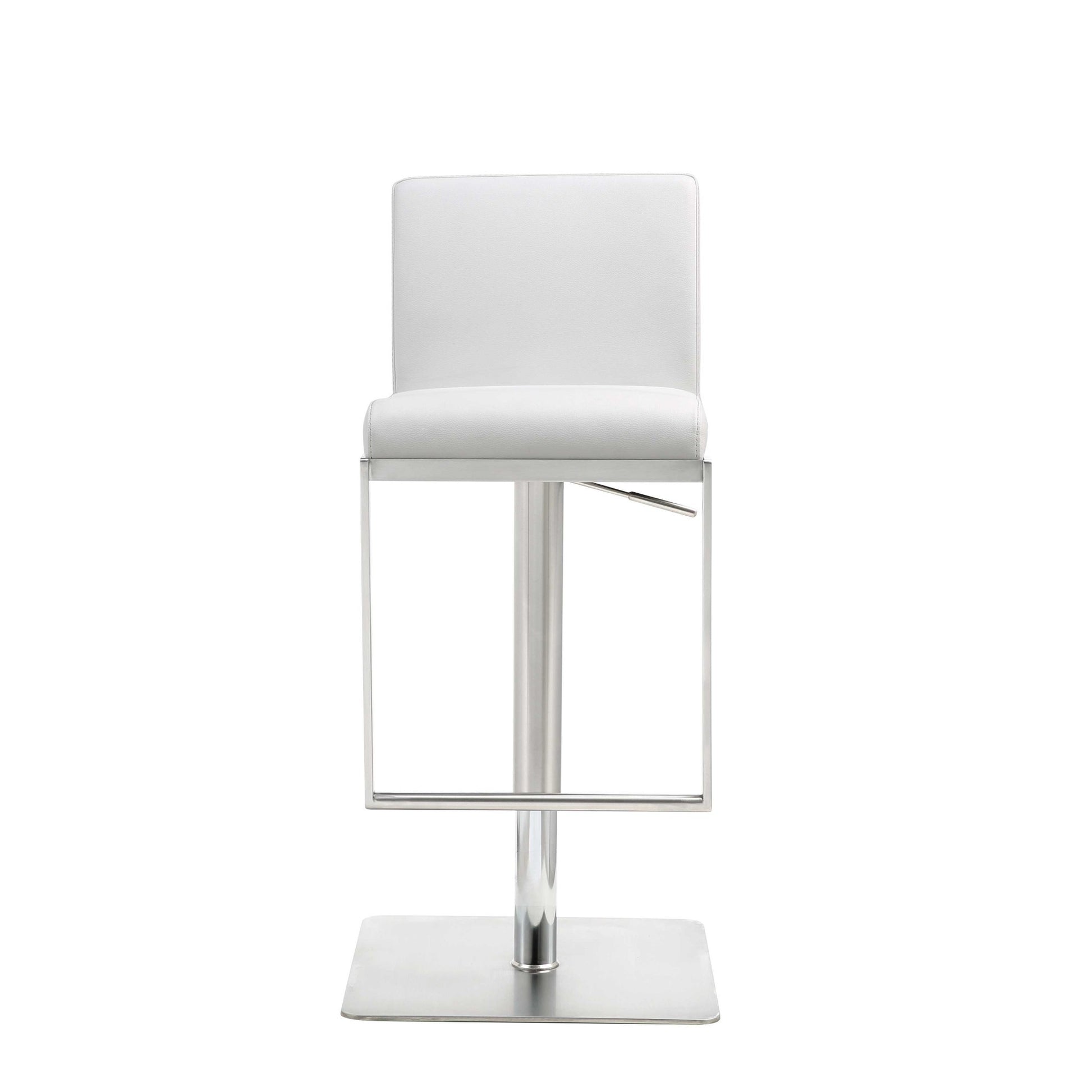 20 " White And Silver Stainless Steel Bar Chair-Bar Chairs-DECOROLALA