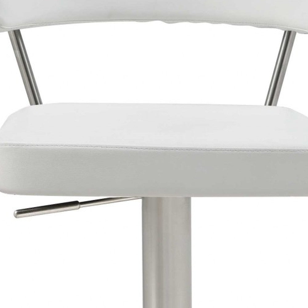 20 " White And Silver Stainless Steel Bar Chair-Bar Chairs-DECOROLALA