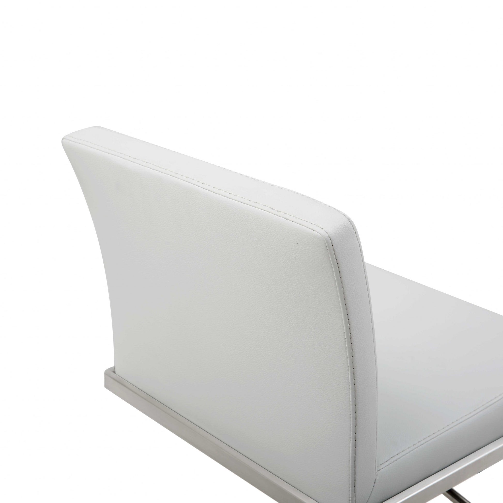 20 " White And Silver Stainless Steel Bar Chair-Bar Chairs-DECOROLALA