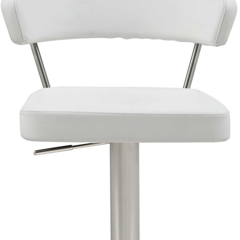 20 " White And Silver Stainless Steel Bar Chair-Bar Chairs-DECOROLALA