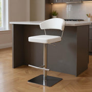 20 " White And Silver Stainless Steel Bar Chair-Bar Chairs-DECOROLALA