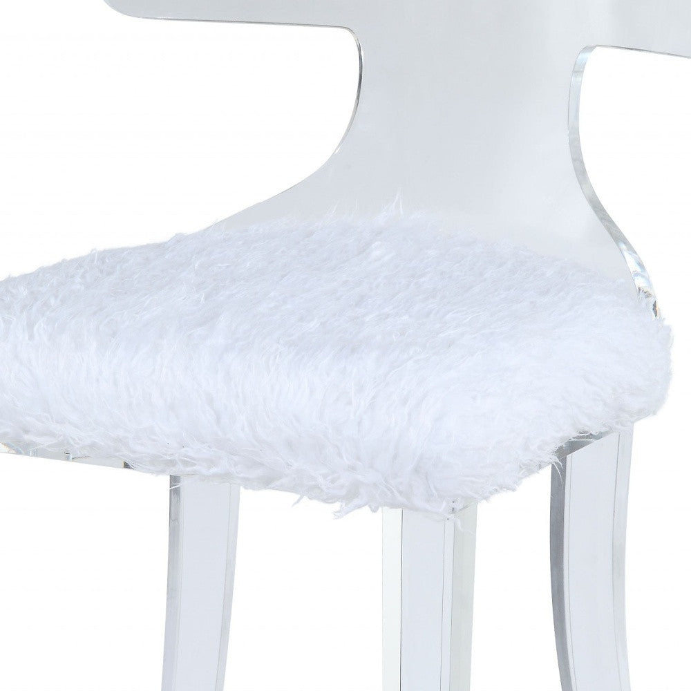 20" White Faux Fur Side Chair-Accent Chairs-DECOROLALA