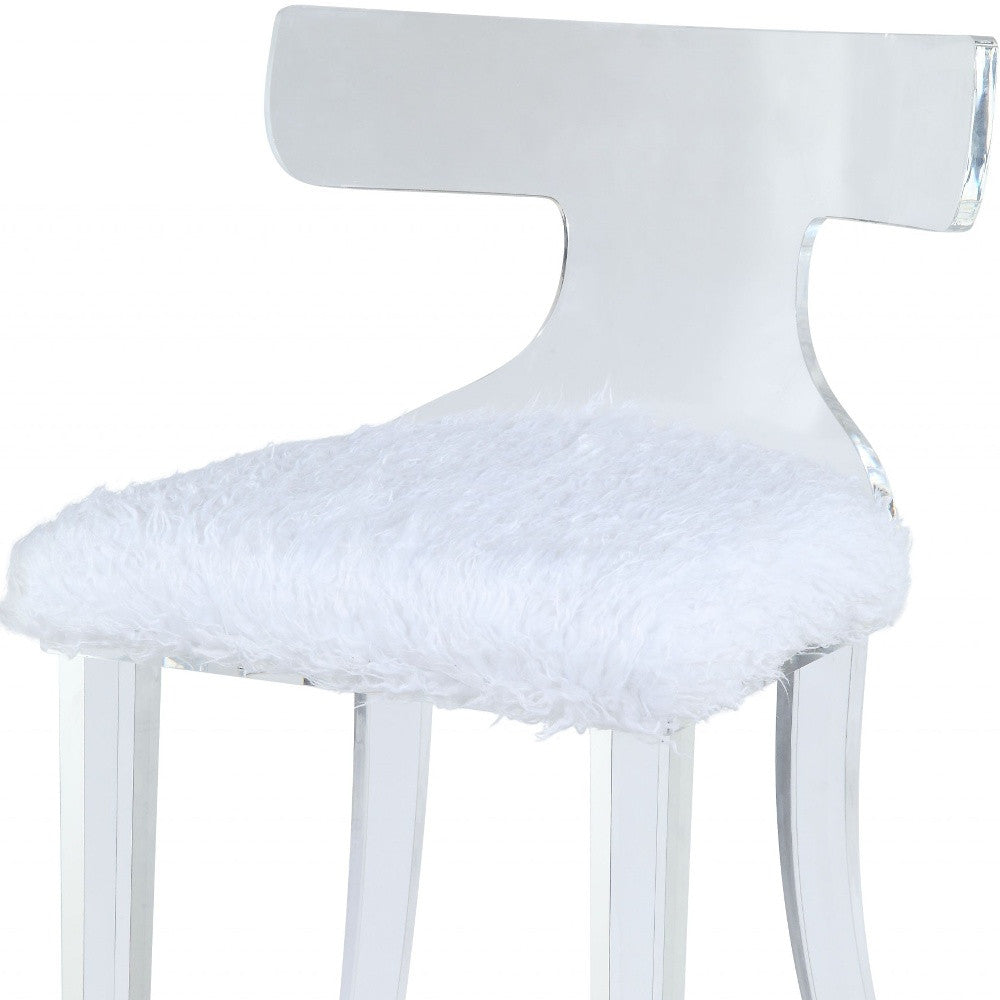 20" White Faux Fur Side Chair-Accent Chairs-DECOROLALA