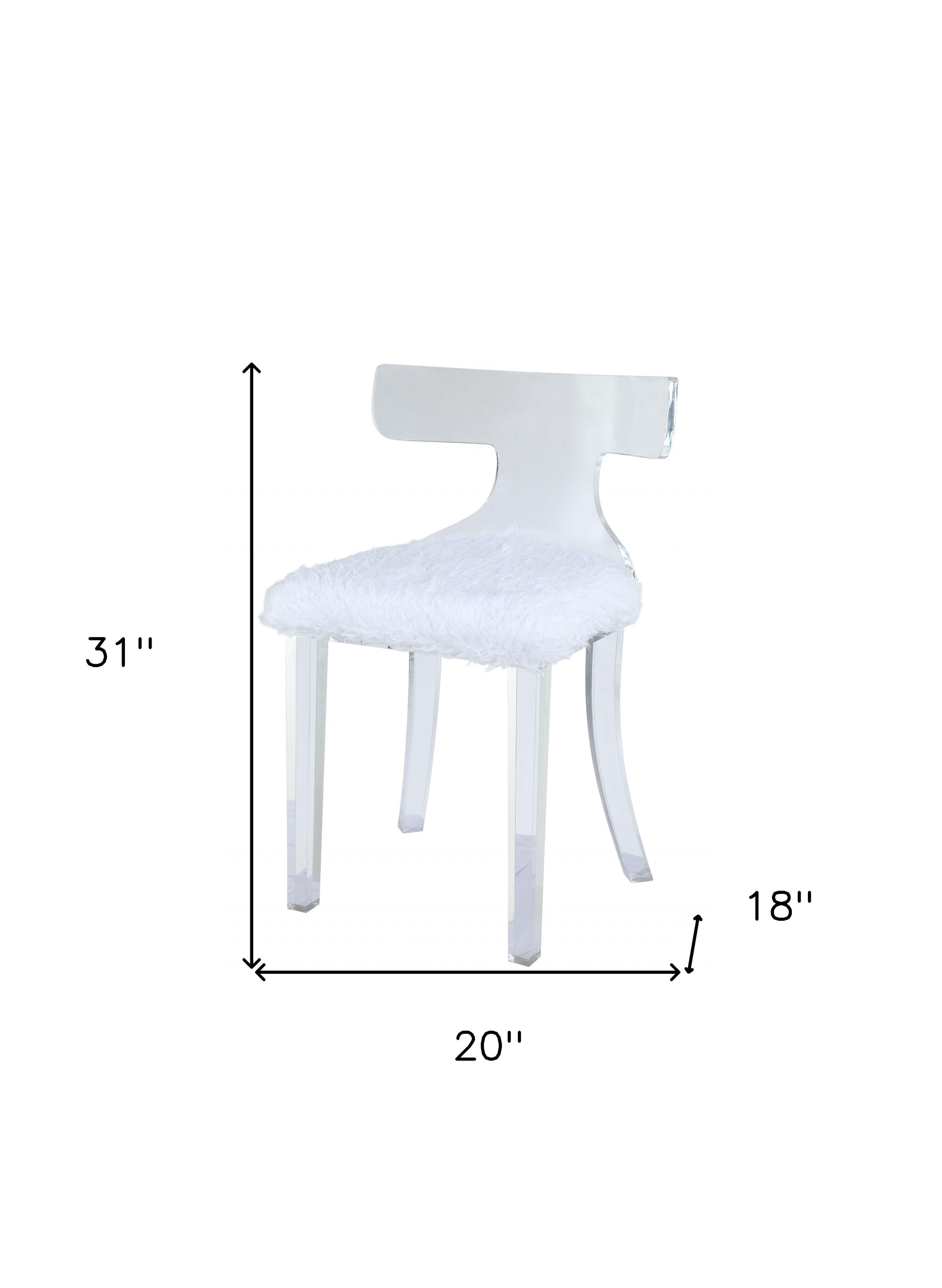 20" White Faux Fur Side Chair-Accent Chairs-DECOROLALA