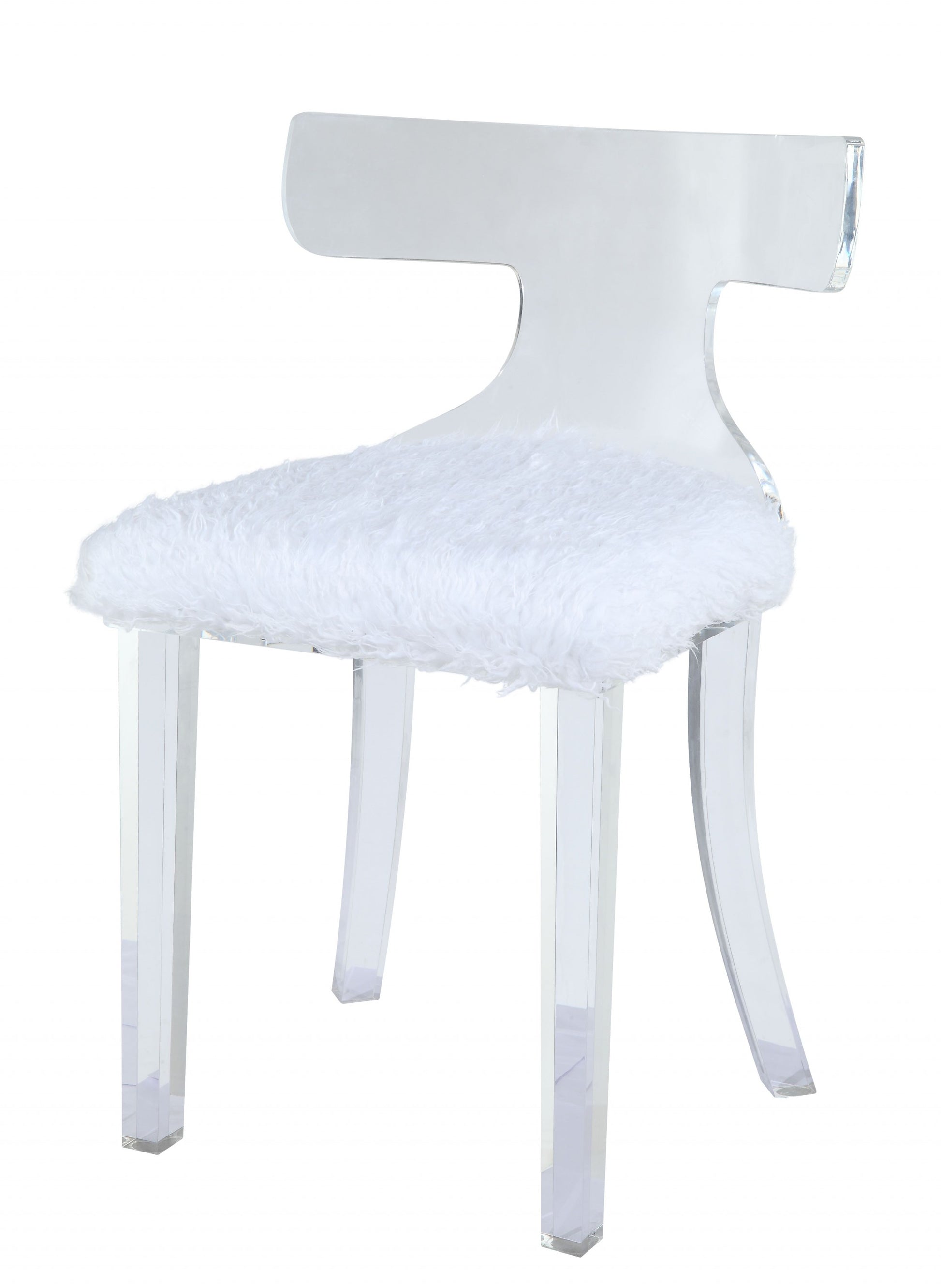 20" White Faux Fur Side Chair-Accent Chairs-DECOROLALA