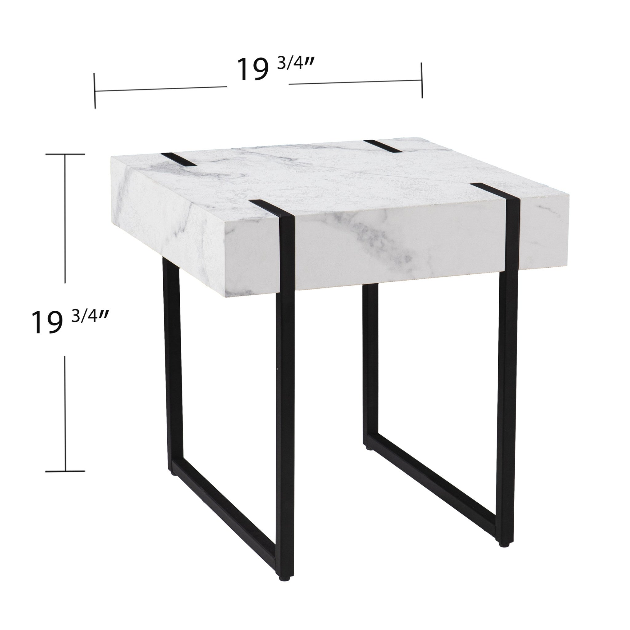 20" White Manufactured Wood And Iron Square End Table-End-Side Tables-DECOROLALA