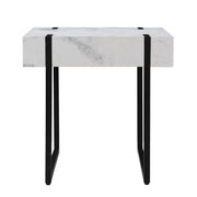 20" White Manufactured Wood And Iron Square End Table-End-Side Tables-DECOROLALA