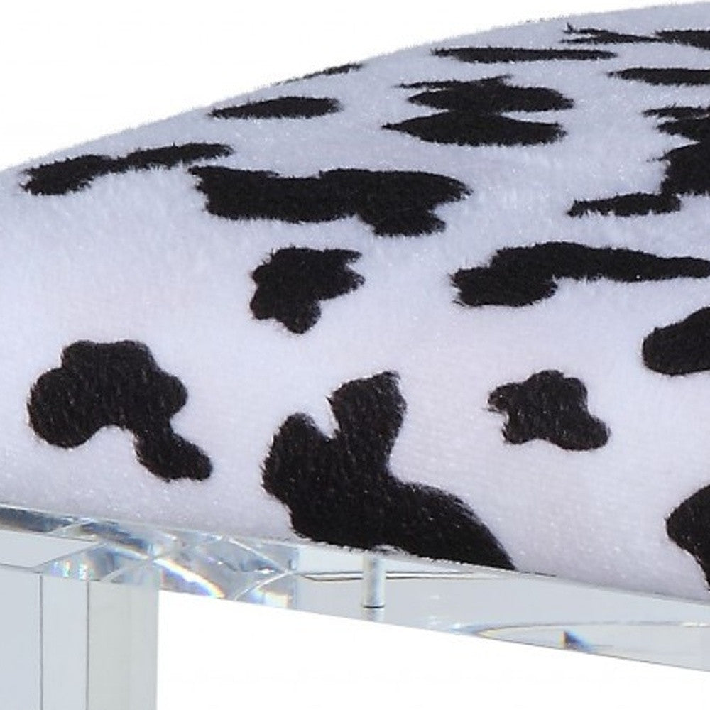 20" White Velvet Animal Print Side Chair-Accent Chairs-DECOROLALA