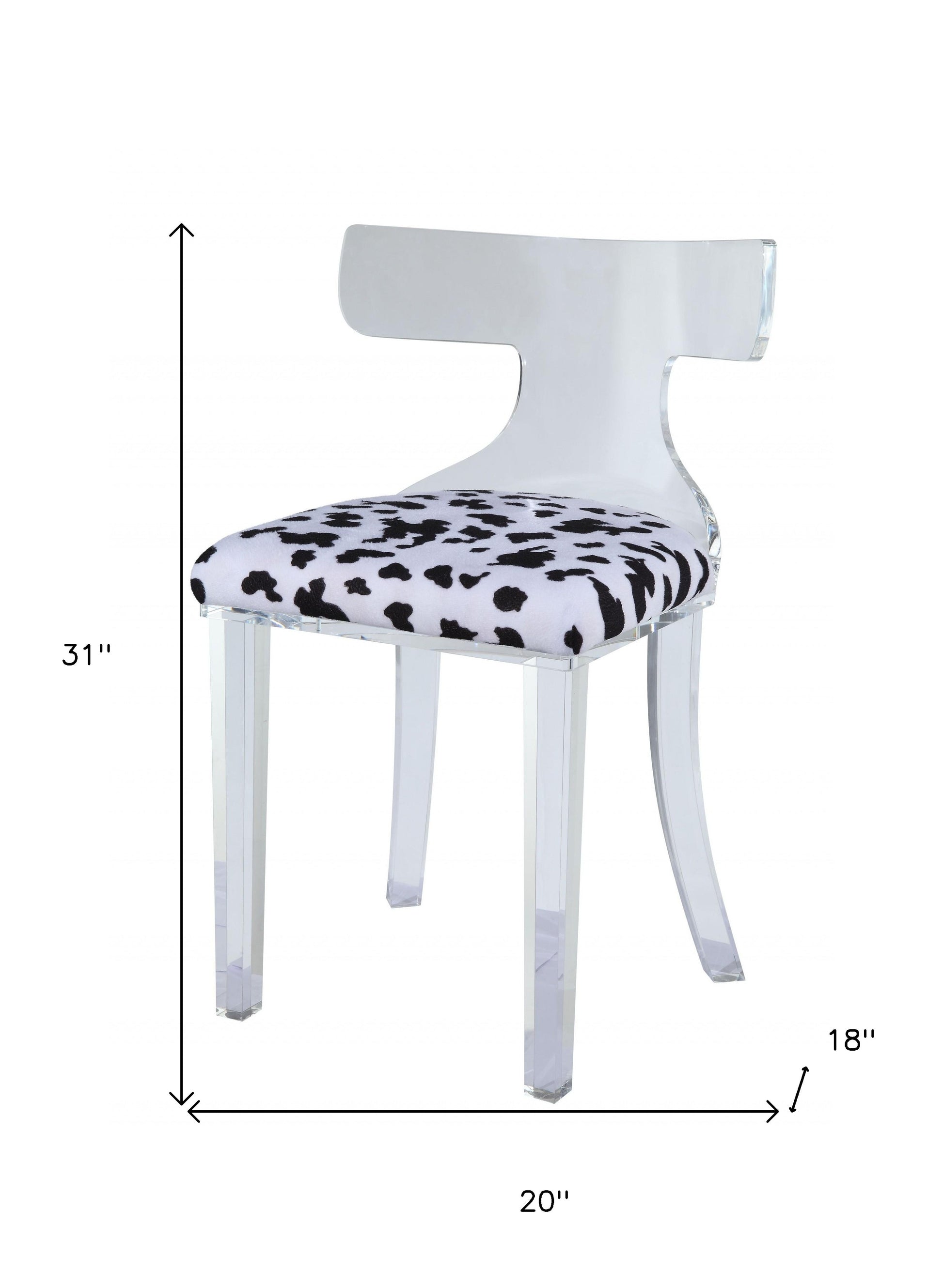 20" White Velvet Animal Print Side Chair-Accent Chairs-DECOROLALA