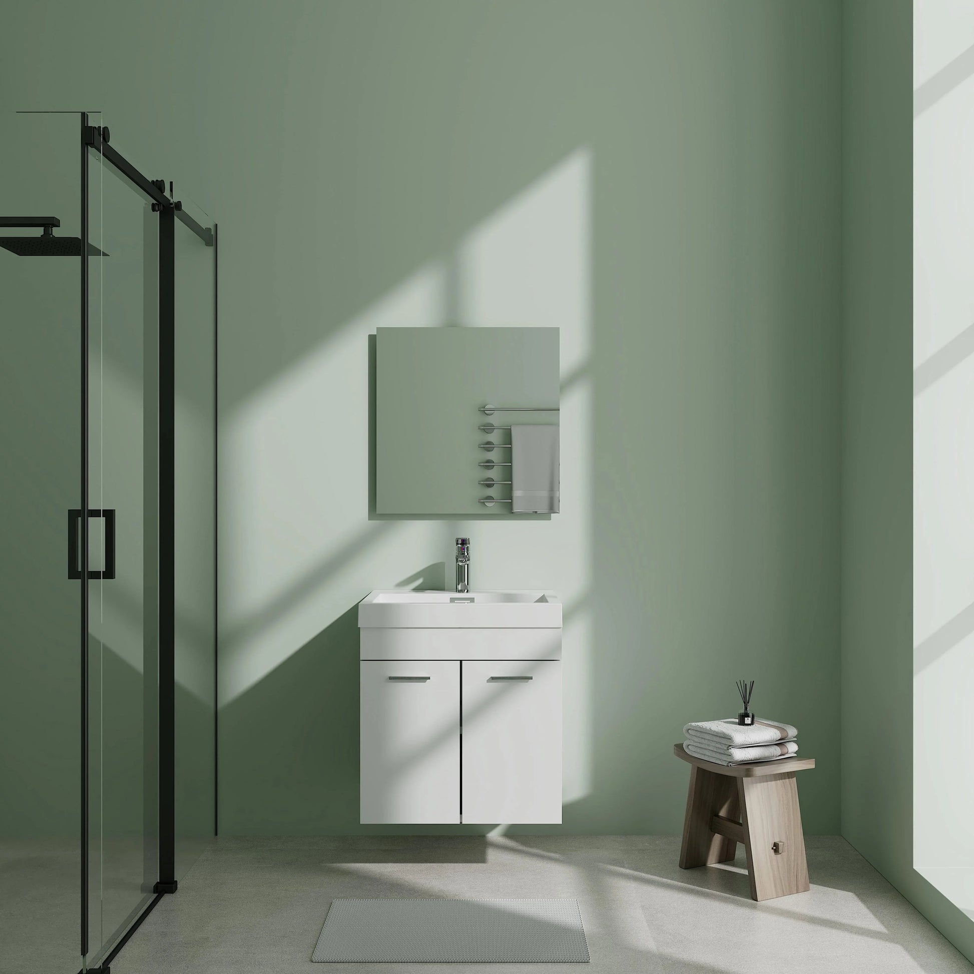 20" White Wall Mount Bathroom Vanity with White Polymarble Countertop-Migration_Bathroom Vanities-DECOROLALA