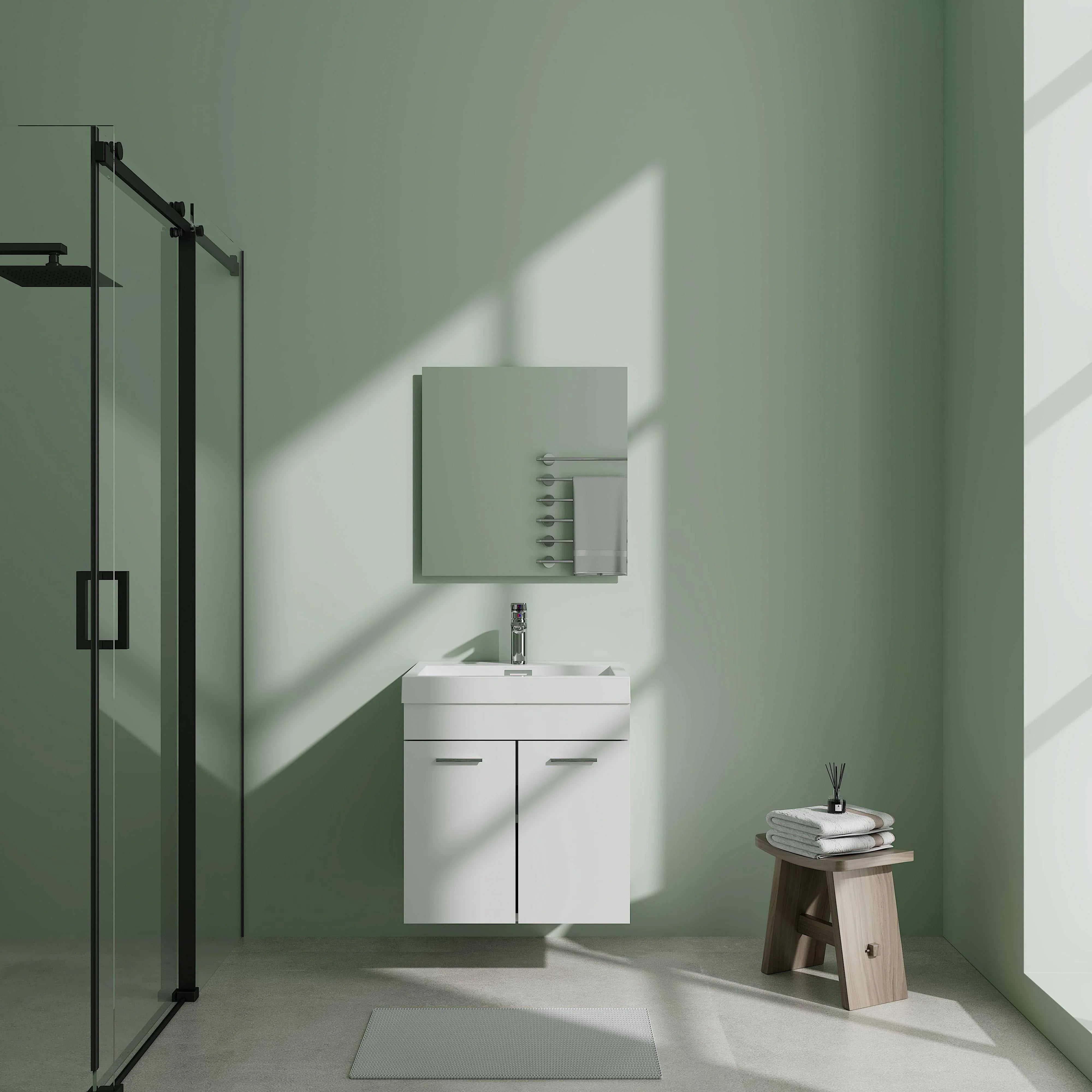 20" White Wall Mount Bathroom Vanity with White Polymarble Countertop-Migration_Bathroom Vanities-DECOROLALA