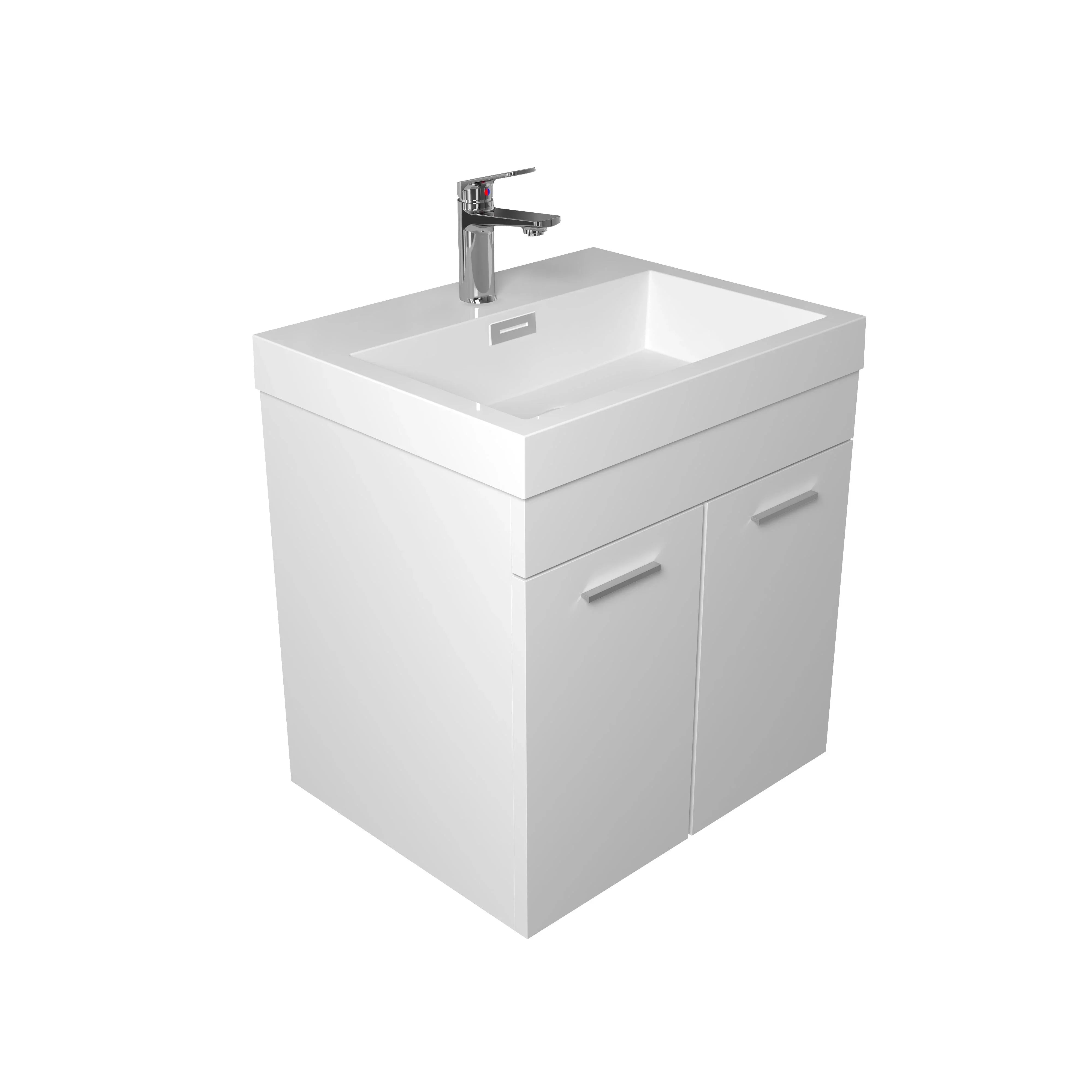 20" White Wall Mount Bathroom Vanity with White Polymarble Countertop-Migration_Bathroom Vanities-DECOROLALA