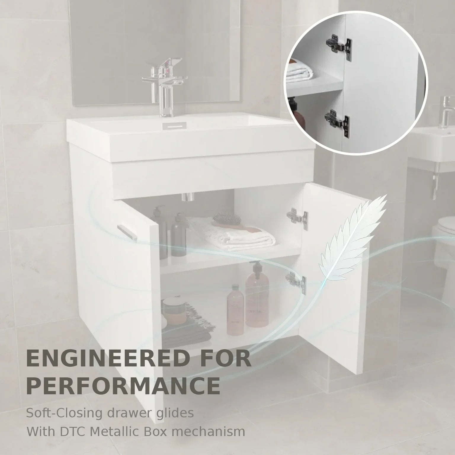 20" White Wall Mount Bathroom Vanity with White Polymarble Countertop-Migration_Bathroom Vanities-DECOROLALA