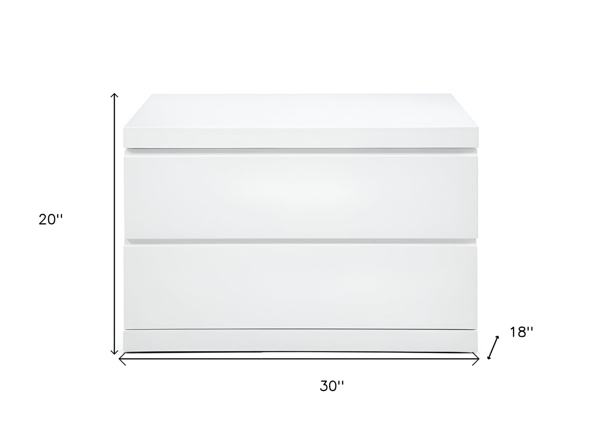 20" White Wood Two Drawer Nightstand-Nightstands & Bedside Tables-DECOROLALA