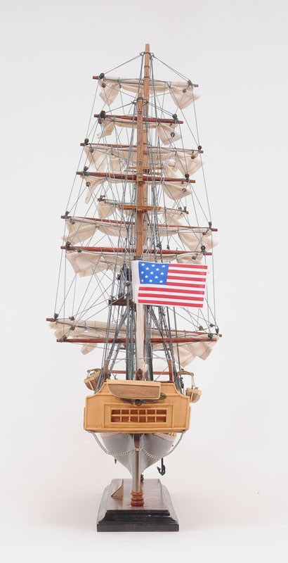 20" Wood Brown Solid Wood Hand Painted 1797 USS Constitution Small Model Boat-Sculptures-DECOROLALA