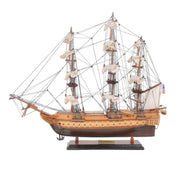 20" Wood Brown Solid Wood Hand Painted 1797 USS Constitution Small Model Boat-Sculptures-DECOROLALA