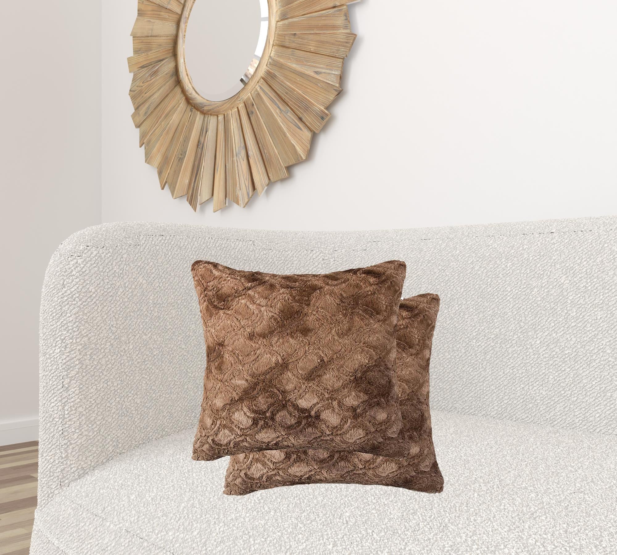 20" X 20" X 5" Acrylic Plush Polyester Polyfill Brown 2 Pack Pillow-Accent Throw Pillows-DECOROLALA