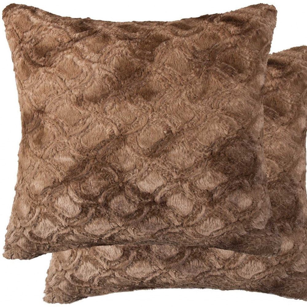 20" X 20" X 5" Acrylic Plush Polyester Polyfill Brown 2 Pack Pillow-Accent Throw Pillows-DECOROLALA