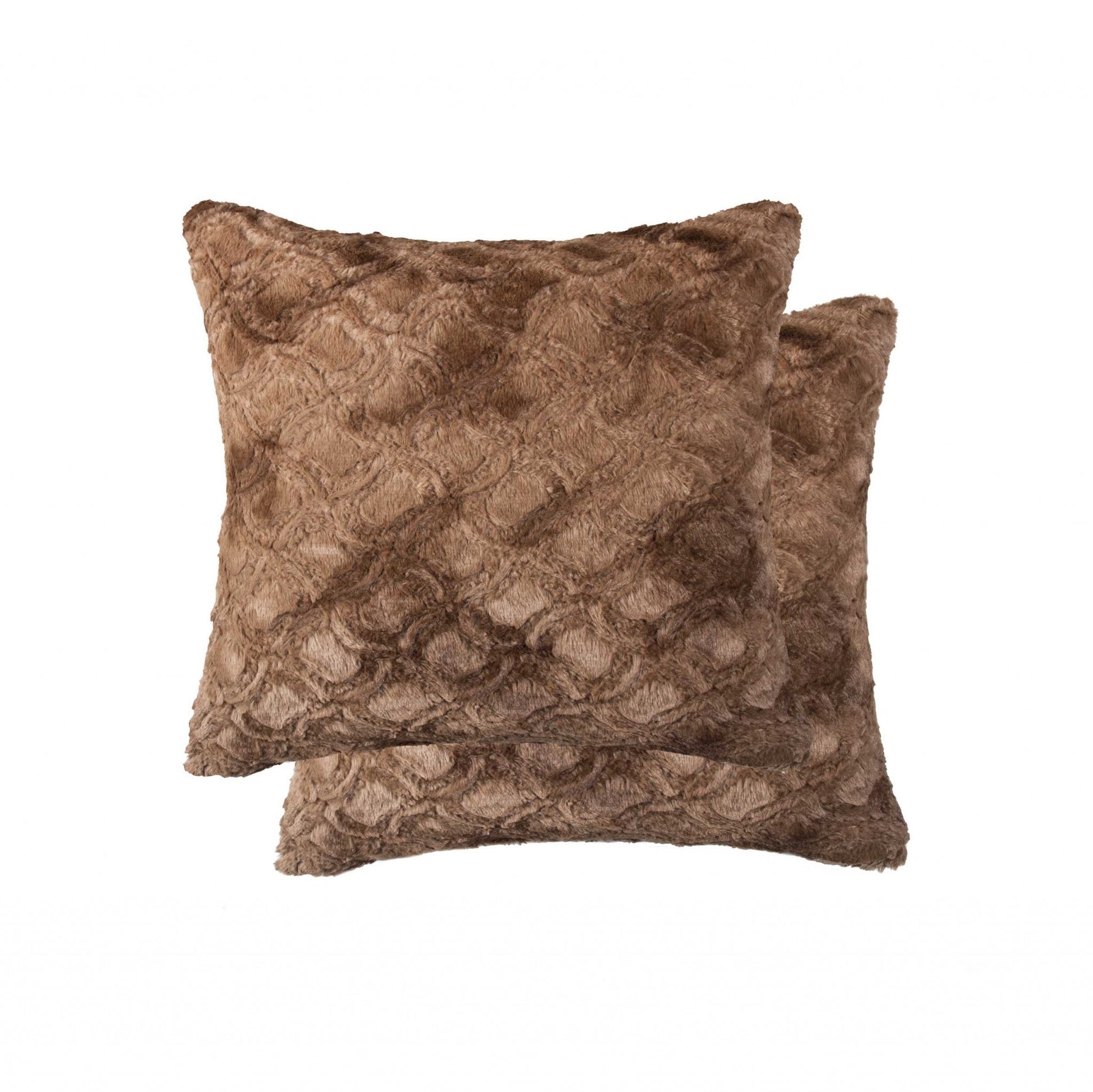 20" X 20" X 5" Acrylic Plush Polyester Polyfill Brown 2 Pack Pillow-Accent Throw Pillows-DECOROLALA