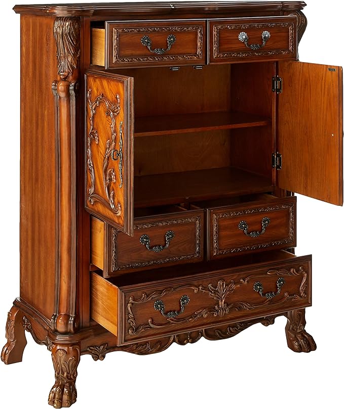 20" X 66" X 38" Cherry Oak Wood Poly Resin Dresserserver-Dressers-DECOROLALA