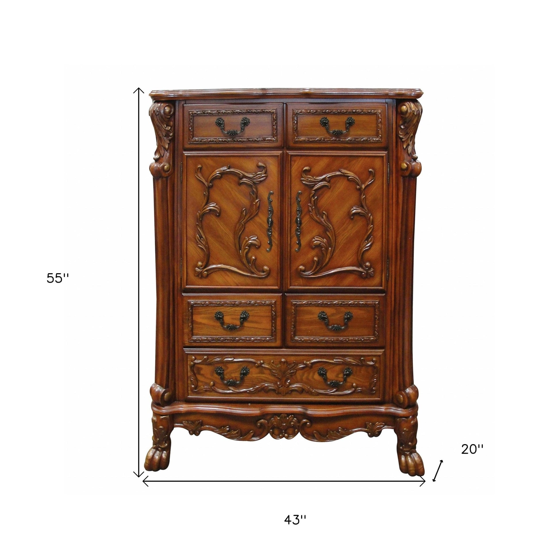 20" X 66" X 38" Cherry Oak Wood Poly Resin Dresserserver-Dressers-DECOROLALA