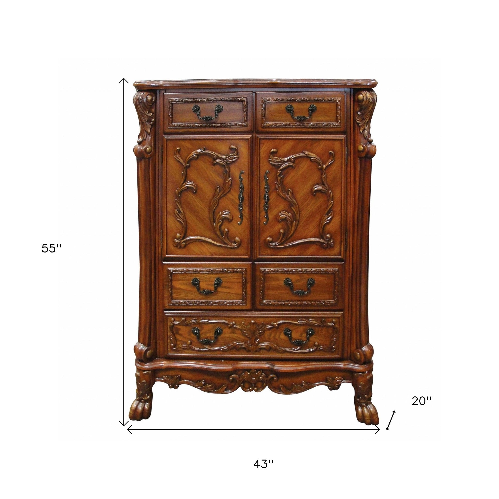 20" X 66" X 38" Cherry Oak Wood Poly Resin Dresserserver-Dressers-DECOROLALA