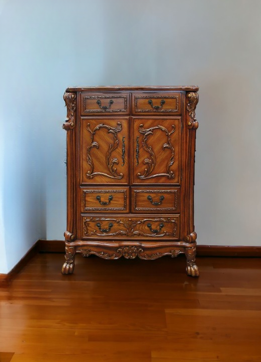 20" X 66" X 38" Cherry Oak Wood Poly Resin Dresserserver-Dressers-DECOROLALA