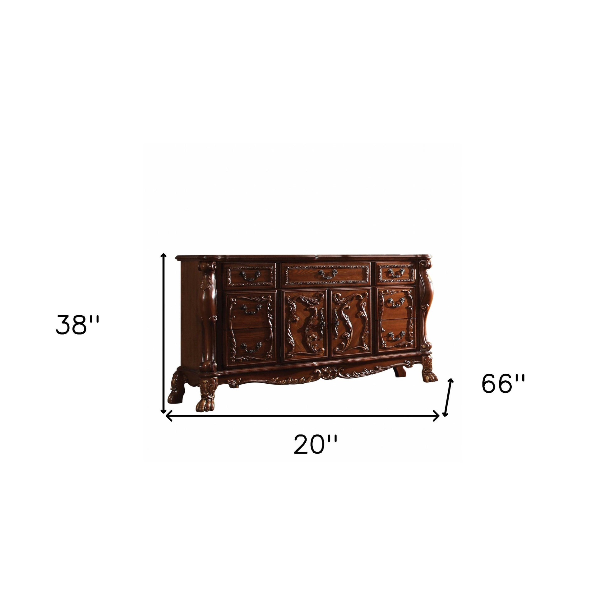 20" X 66" X 38" Cherry Oak Wood Poly Resin Dresserserver-Dressers-DECOROLALA