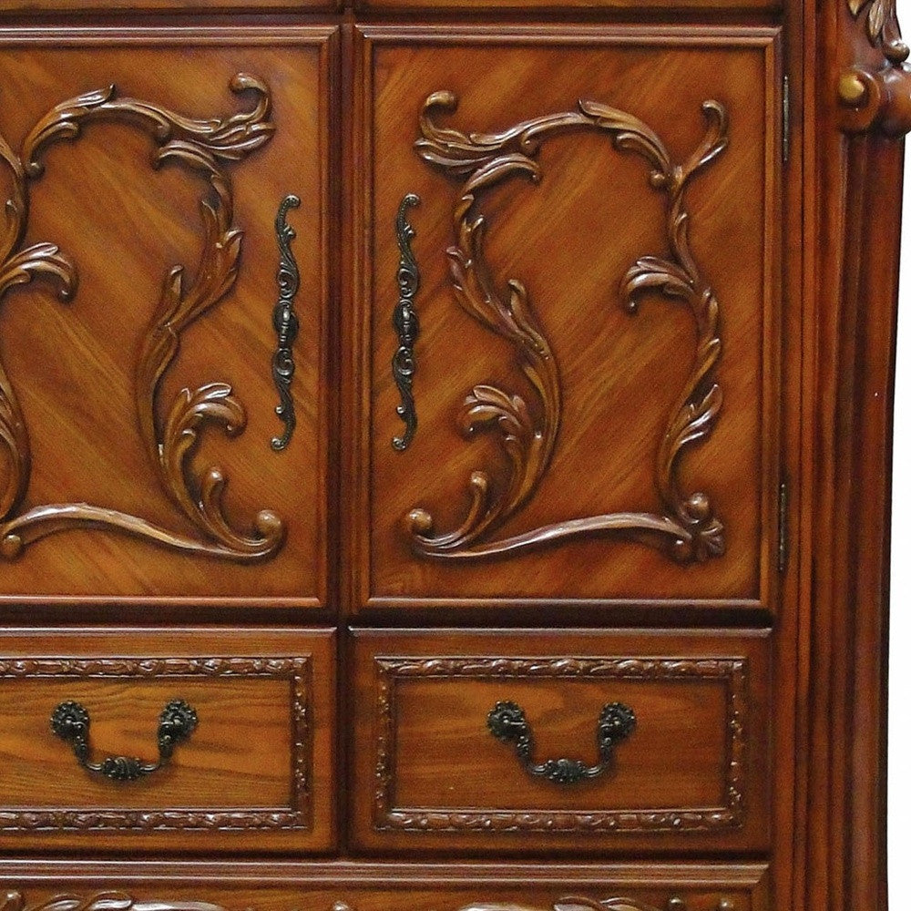 20" X 66" X 38" Cherry Oak Wood Poly Resin Dresserserver-Dressers-DECOROLALA