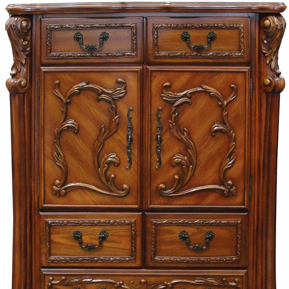 20" X 66" X 38" Cherry Oak Wood Poly Resin Dresserserver-Dressers-DECOROLALA