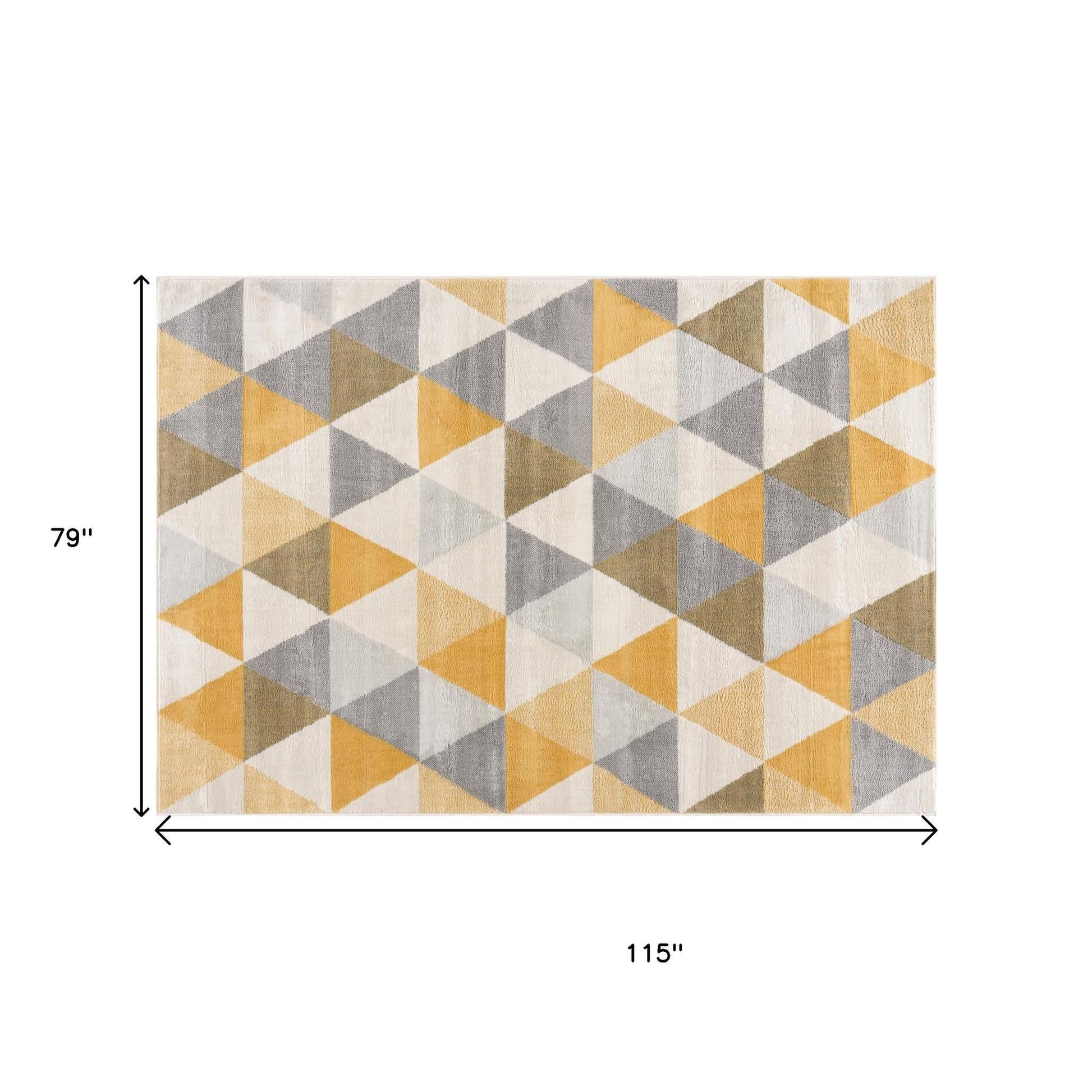 20' Yellow And Ivory Geometric Runner Rug-Area Rugs-DECOROLALA