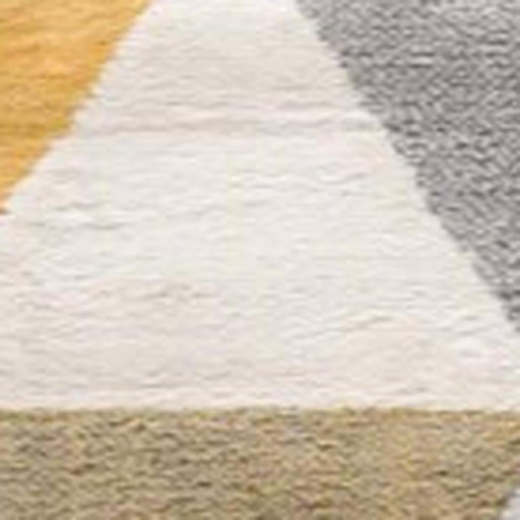 20' Yellow And Ivory Geometric Runner Rug-Area Rugs-DECOROLALA