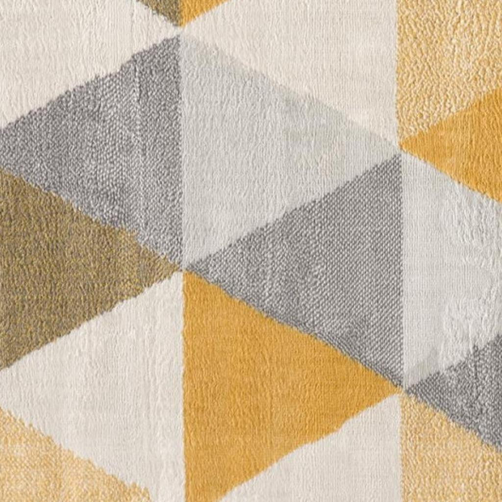 20' Yellow And Ivory Geometric Runner Rug-Area Rugs-DECOROLALA