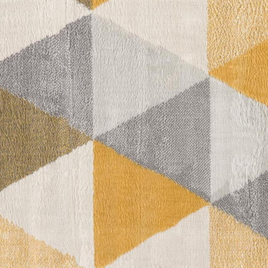 20' Yellow And Ivory Geometric Runner Rug-Area Rugs-DECOROLALA