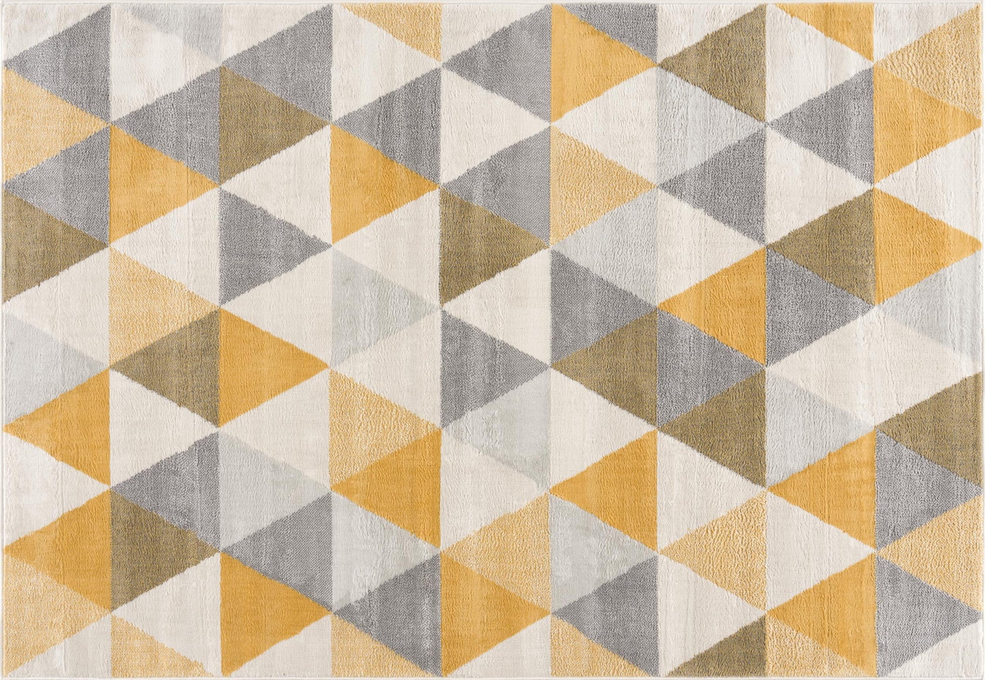 20' Yellow And Ivory Geometric Runner Rug-Area Rugs-DECOROLALA