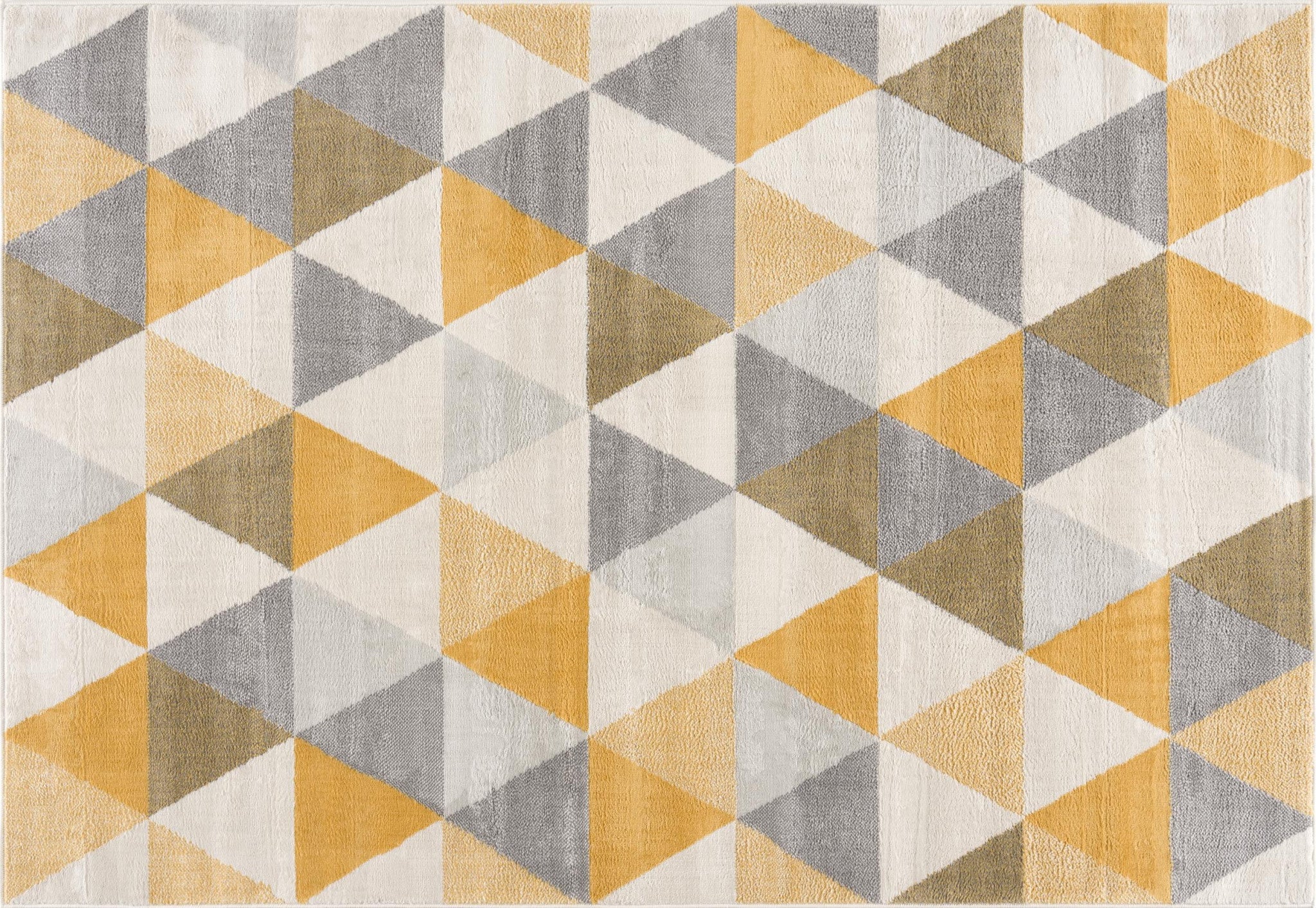 20' Yellow And Ivory Geometric Runner Rug-Area Rugs-DECOROLALA