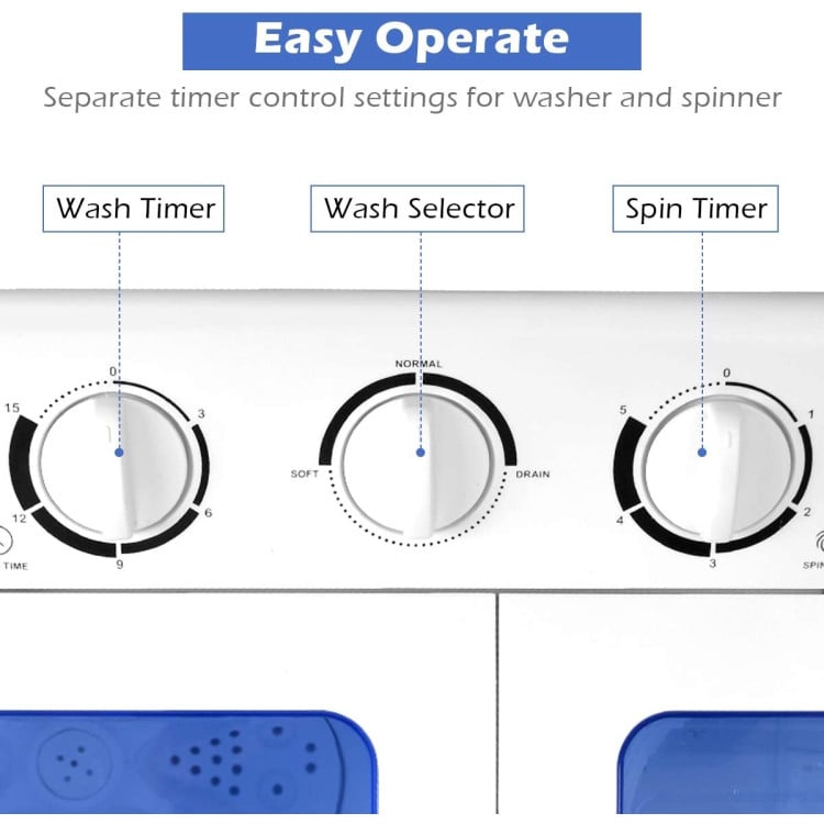 20 lbs Compact Twin Tub Washing Machine for Home-Washing Machines-DECOROLALA