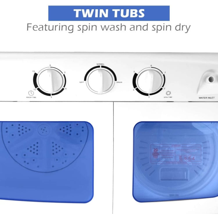 20 lbs Compact Twin Tub Washing Machine for Home-Washing Machines-DECOROLALA