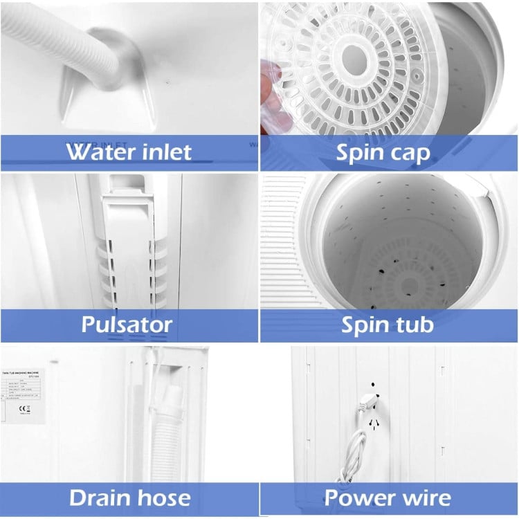 20 lbs Compact Twin Tub Washing Machine for Home-Washing Machines-DECOROLALA