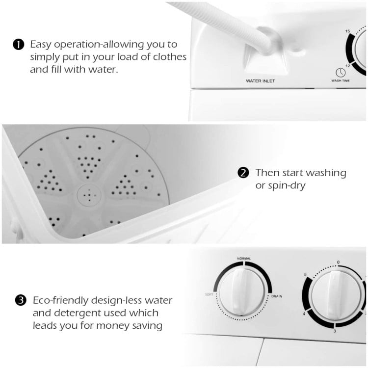 20 lbs Compact Twin Tub Washing Machine for Home-Washing Machines-DECOROLALA
