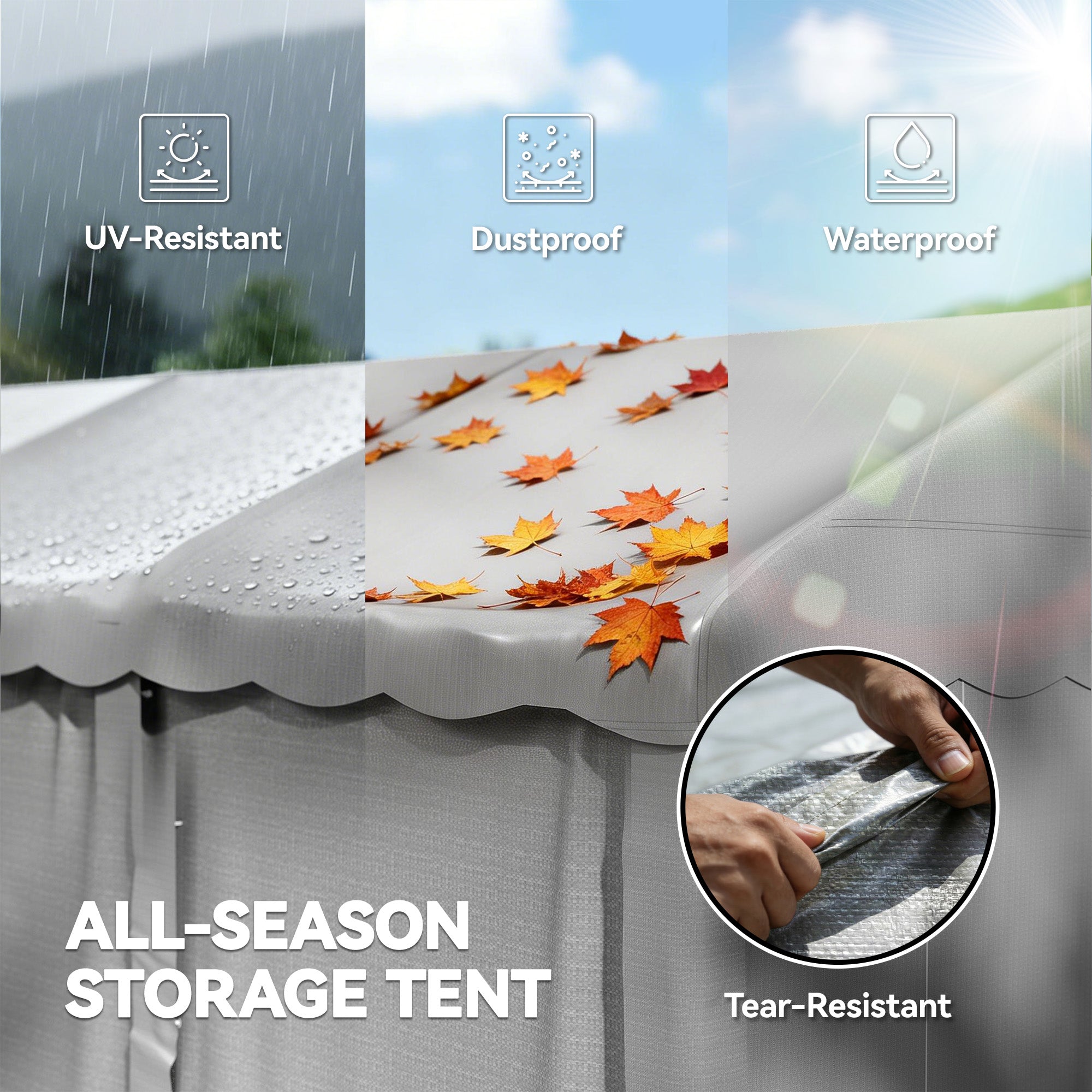 20' x 10' Portable Storage Shed Tent - Light Grey PE Metal Frame-Patio & Garden > Lawn & Garden > Sheds > Portable Shed-DECOROLALA