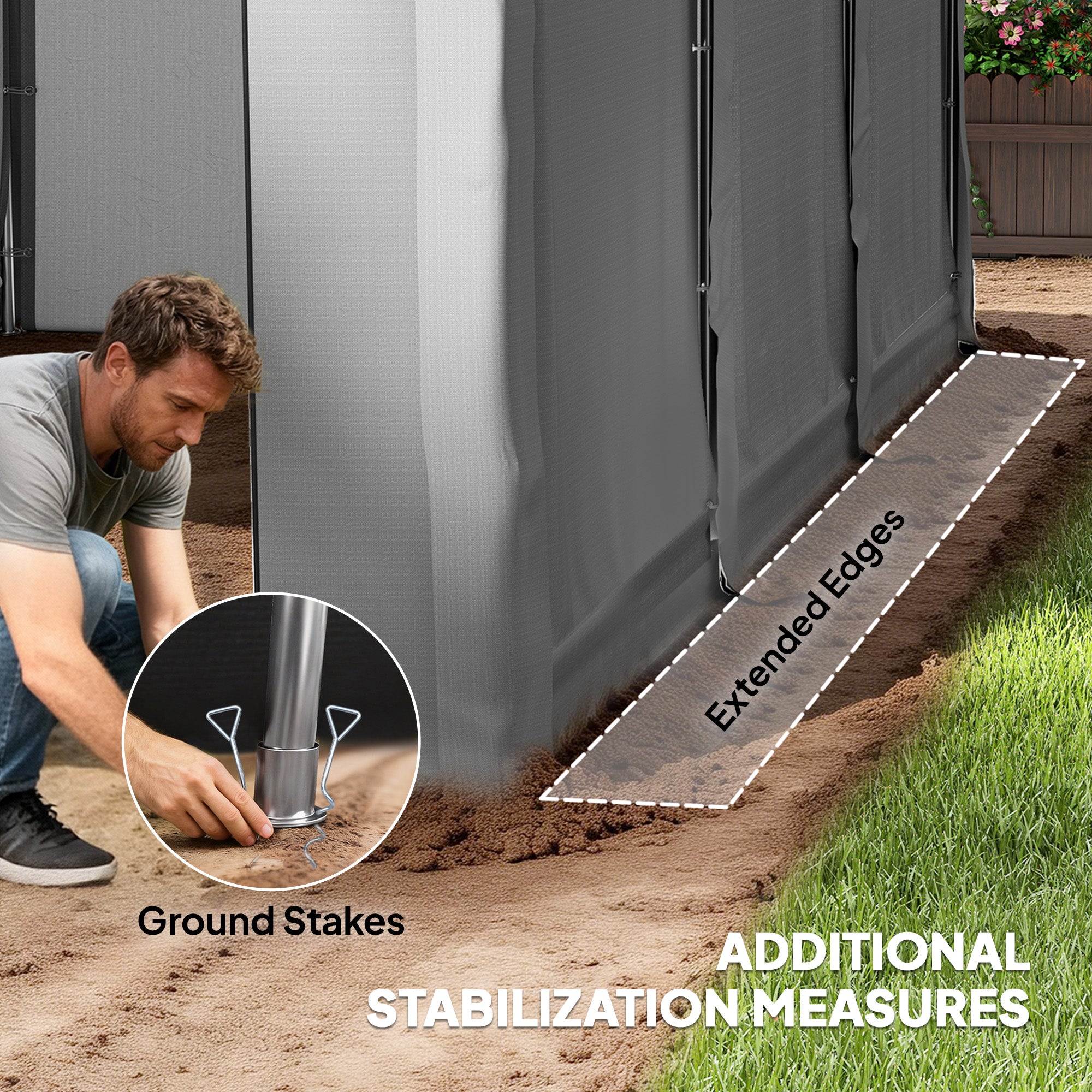 20' x 10' Portable Storage Shed Tent - Light Grey PE Metal Frame-Patio & Garden > Lawn & Garden > Sheds > Portable Shed-DECOROLALA