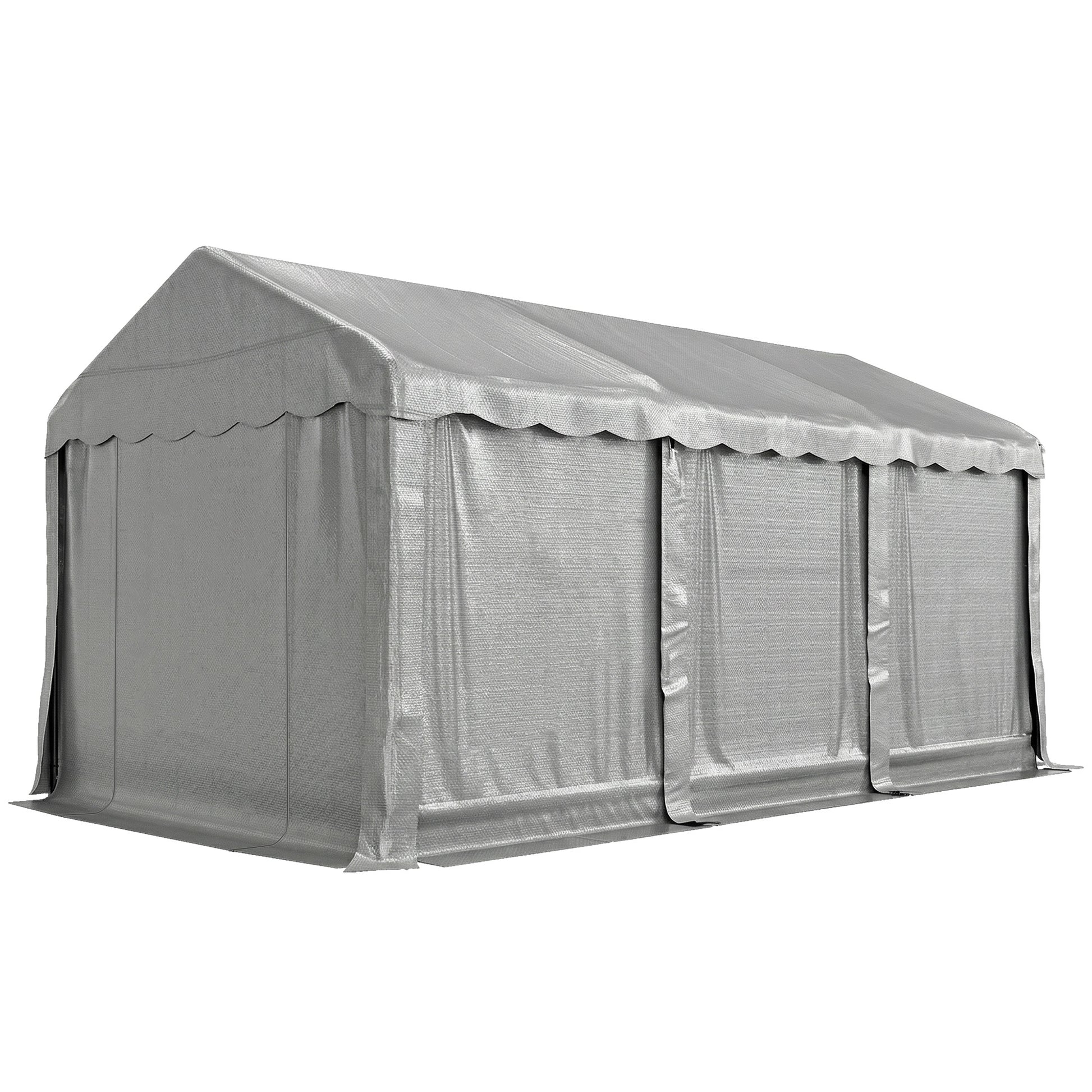 20' x 10' Portable Storage Shed Tent - Light Grey PE Metal Frame-Patio & Garden > Lawn & Garden > Sheds > Portable Shed-DECOROLALA