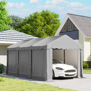 20' x 10' Portable Storage Shed Tent - Light Grey PE Metal Frame-Patio & Garden > Lawn & Garden > Sheds > Portable Shed-DECOROLALA