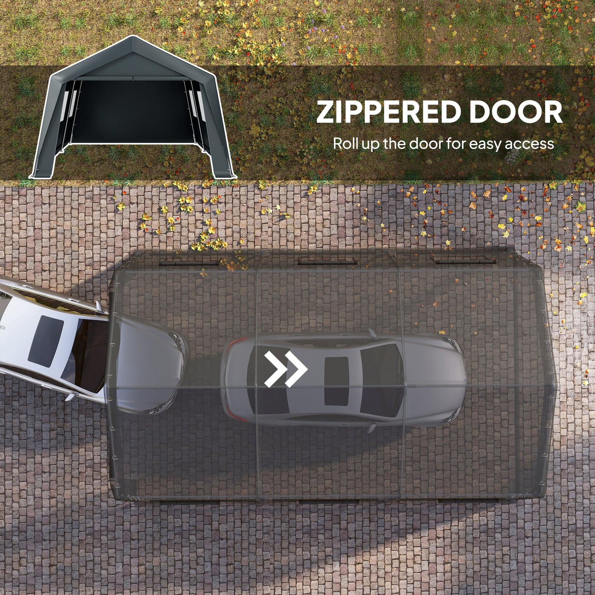 20 x 13 ft Portable Garage Carport - Dark Grey Steel Frame-Patio & Garden > Wedding & Events Tents > Car Shelters-DECOROLALA
