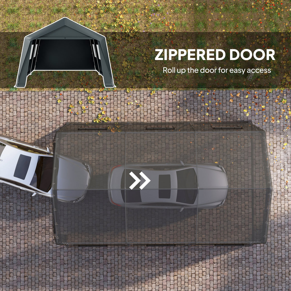 20 x 13 ft Portable Garage Carport - Dark Grey Steel Frame-Patio & Garden > Wedding & Events Tents > Car Shelters-DECOROLALA